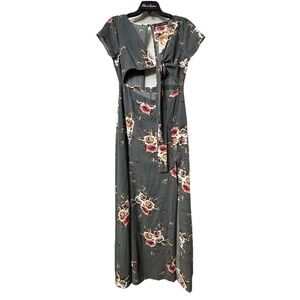 NWT Naked‎ Wardrobe Womens Short Sleeve Open Back Slits Floral Dress Size Large